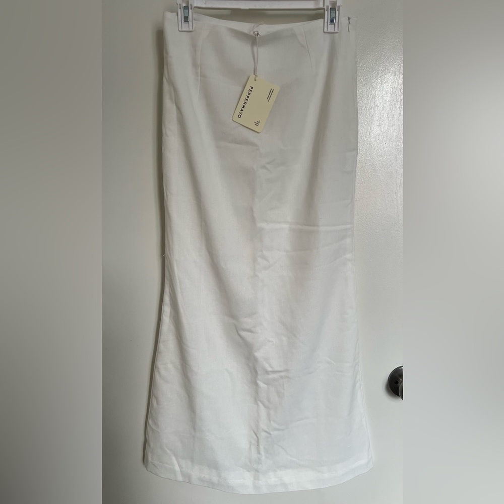 White Linen midi skirt